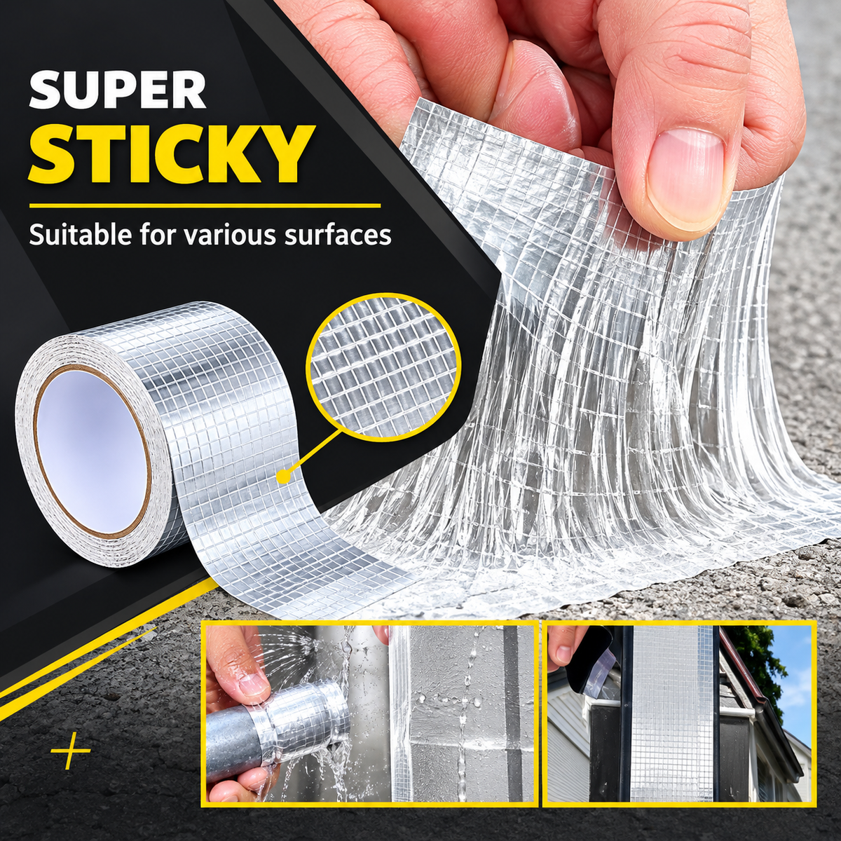 Aluminum Foil Butyl Self Adhesive Waterproof Tape (5 Meter)